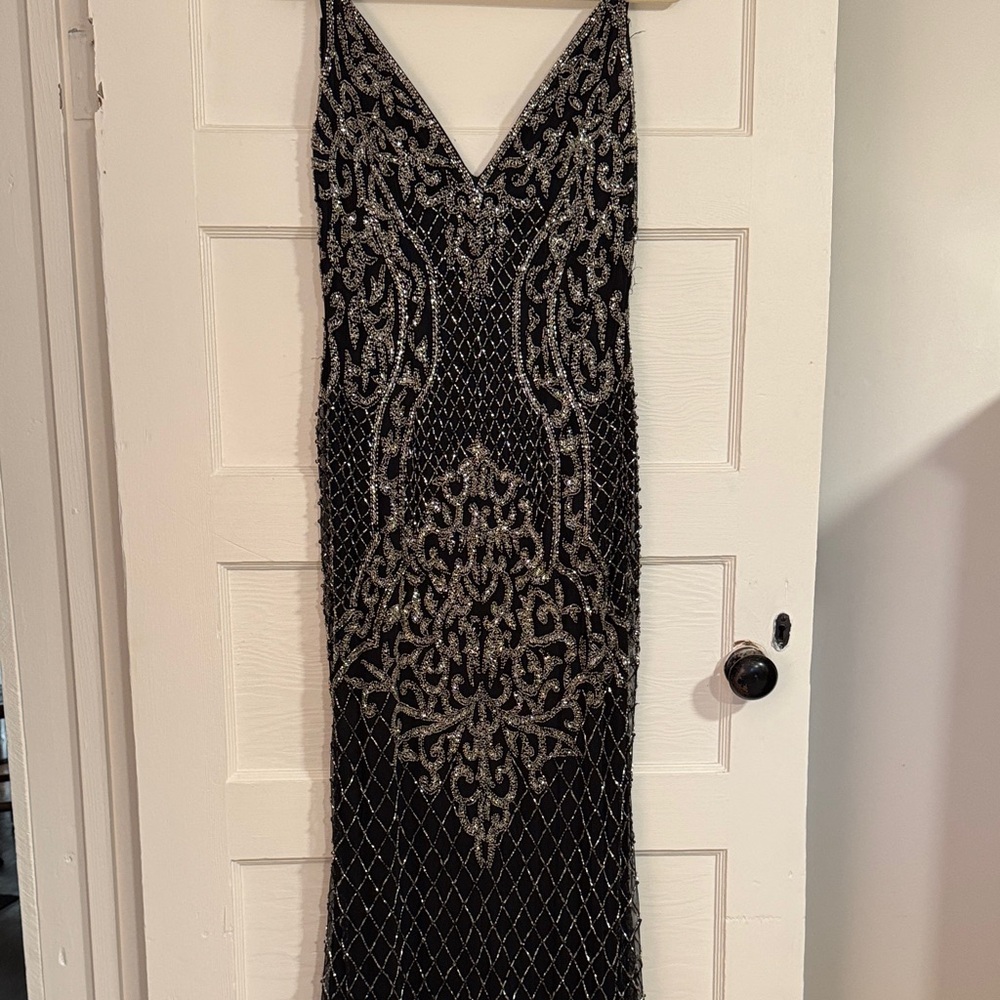 Heartley Elizabeth Couture Elegant Black and Silver Evening Dress